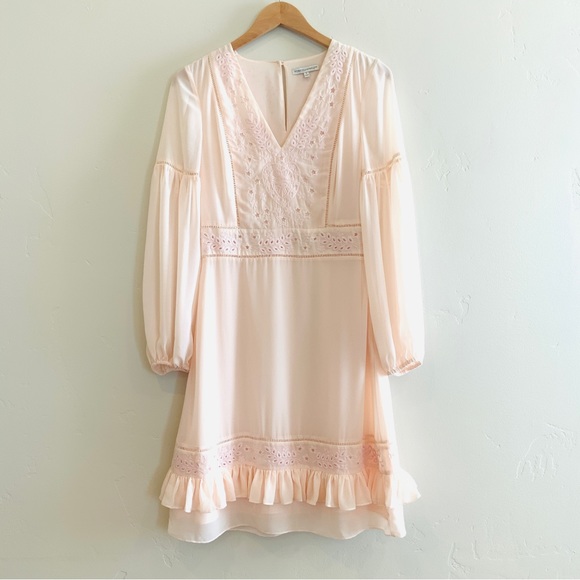 Rebecca Minkoff Prairie Embroidered Pinafore Ruffle Hem Bluff Dress Size Small - Picture 7 of 16